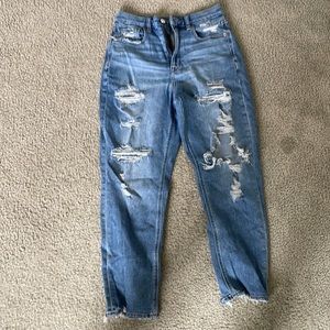 American Eagle Stretch Distressed Mom Jeans